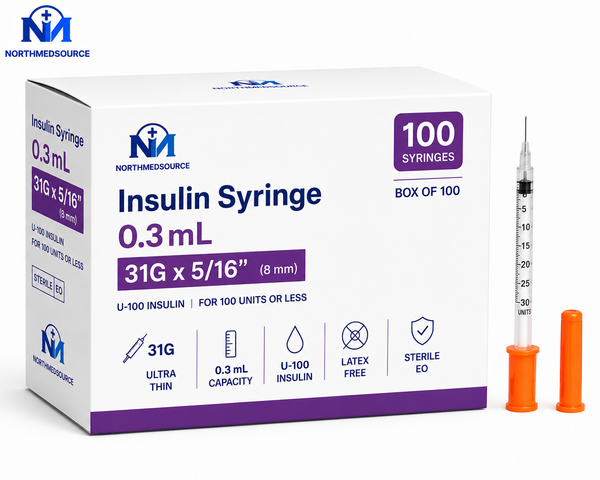 Seringue Insuline 0,3ml 31G x 5/16 pouce - Boite 100 NorthMedSource