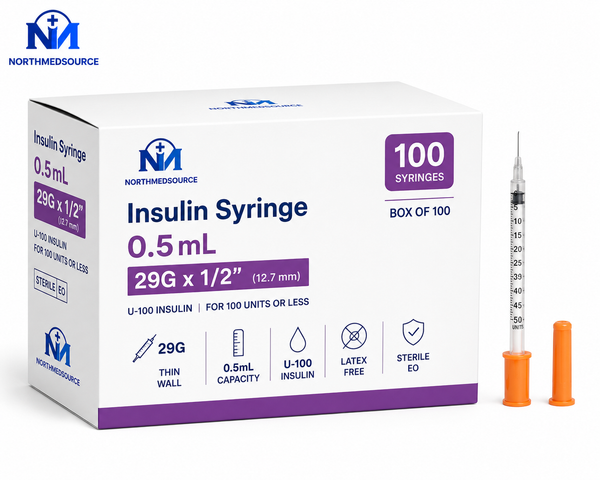 Seringue Insuline 0,5ml 29G x 1/2 pouce - Boite 100 NorthMedSource