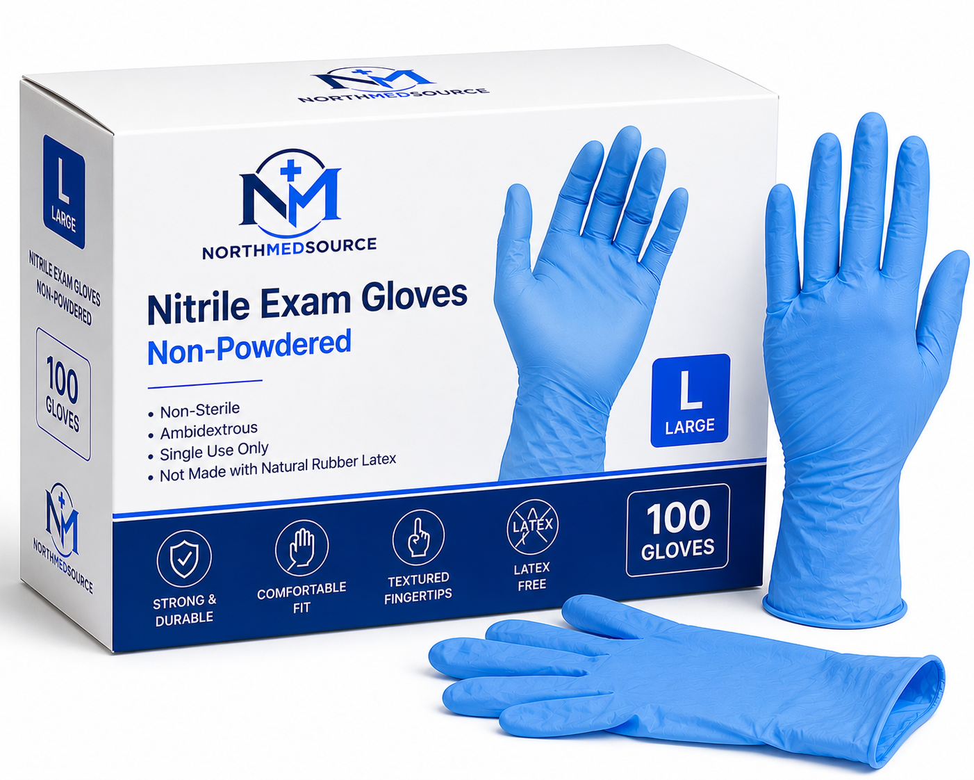 Gants Examen Nitrile Non Poudres - Boite 100 Taille L NorthMedSource