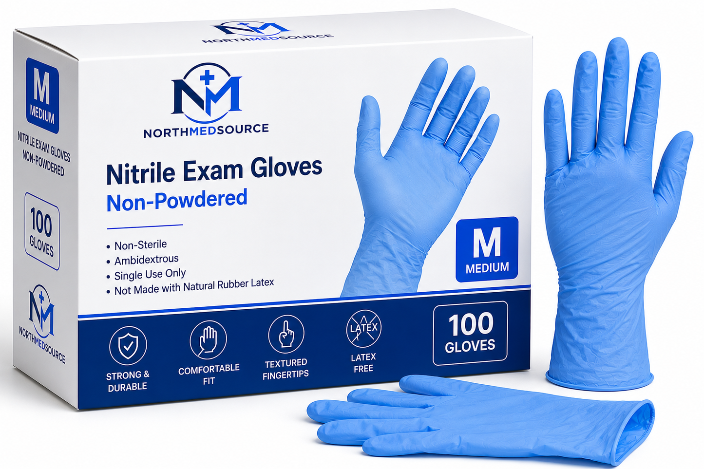 Gants Examen Nitrile Non Poudres - Boite 100 Taille M NorthMedSource