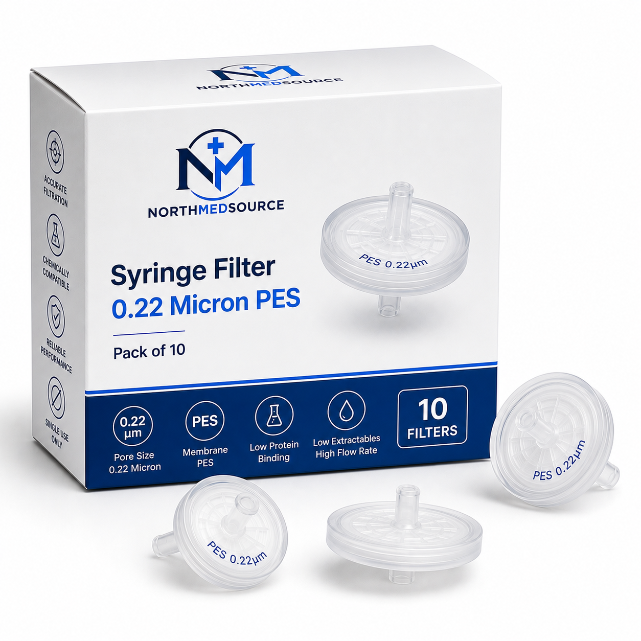 Filtre Seringue 0,22 Micron PES - Paquet 10 NorthMedSource